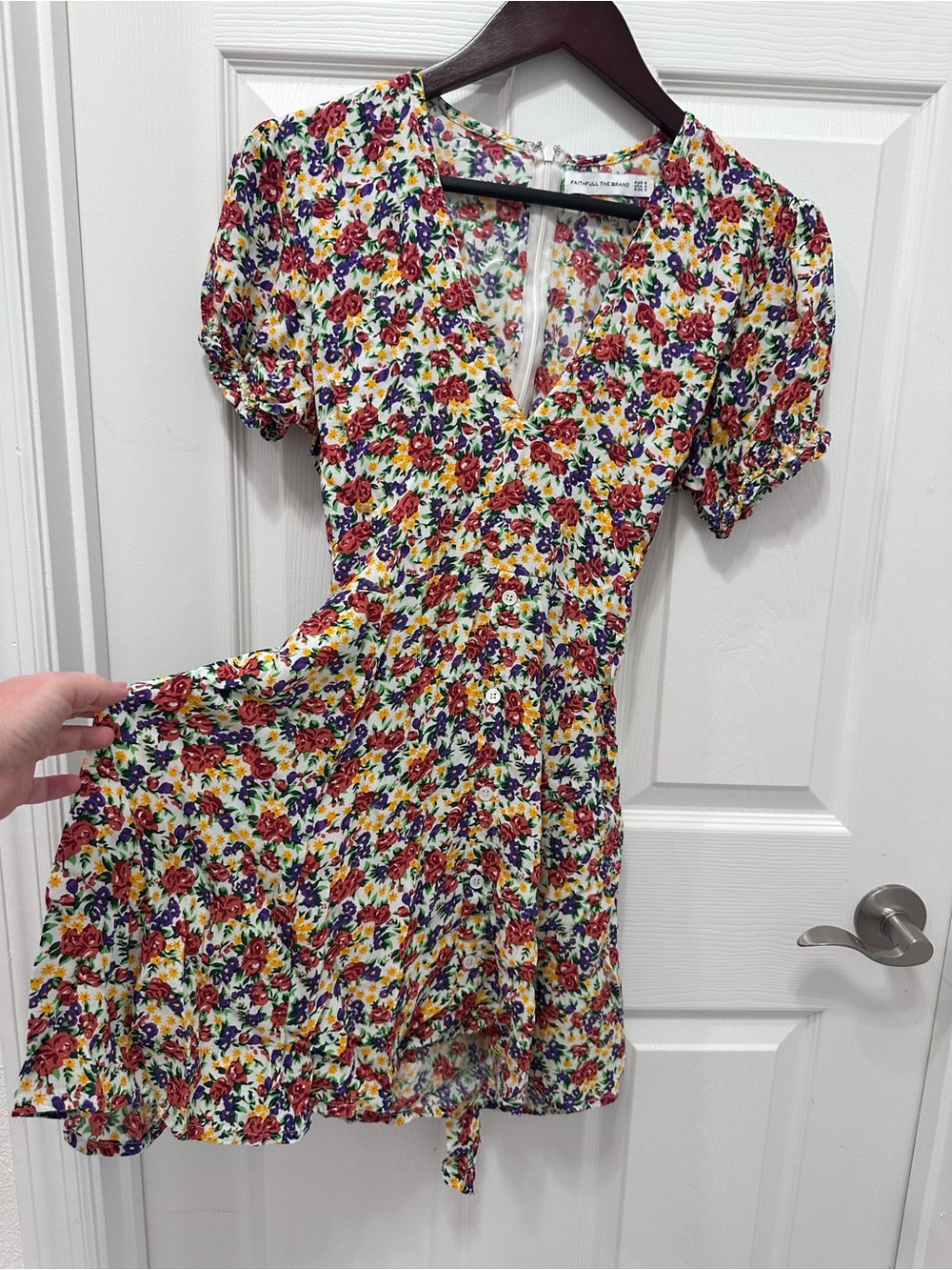 Faithfull the Brand Yellow Cream Floral Mini Dress